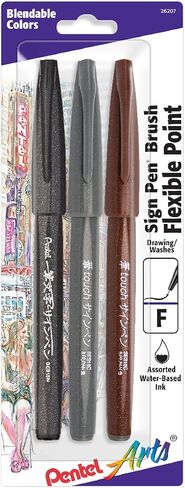 Pentel Arts Sign Pen Touch, Fude Brush Tip, Black Ink - 1 Pack (SES15NBPA) in Saudi Arabia