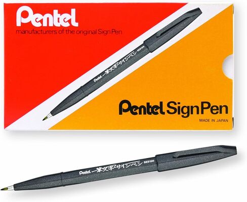 Pentel Arts Sign Pen Touch, Fude Brush Tip, Black Ink - 1 Pack (SES15NBPA) in Saudi Arabia