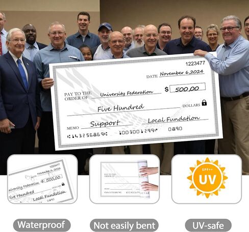 Reusable Big Checks 30" x 16" - Giant Blank Check Oversized Checks, Sustainable Big Check Large Check for Presentation Dry Erase Check, Large Checks for Endowment Raffle Reward Winners Check Cardboard in Saudi Arabia
