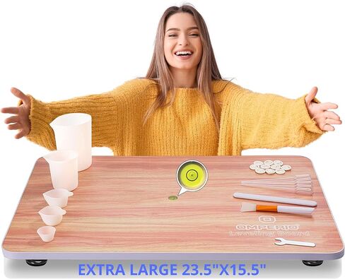 طاولة تسوية كبيرة جدًا لراتنجات الإيبوكسي، لوحة تسوية قابلة للتعديل مقاس 23.5 بوصة × 15.5 بوصة لراتنجات الإيبوكسي، طاولة تسوية ذاتية مع مجموعة أدوات لراتنجات الإيبوكسي وأدوات صب الأكريليك (أزرق) in Kuwait