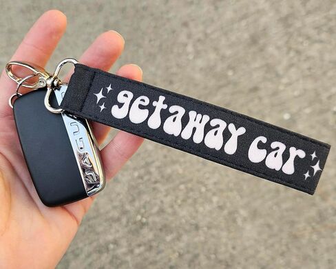 Getaway Car Keychain Wristlet - Cute Key Fob Lanyard - Trendy Car Accessories for Women - Funny Birthday Gift for Best Friend in Saudi Arabia