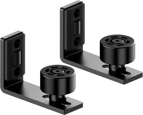 Sliding Barn Door Floor Guide Wall Mount Hardware Adjustable Stay Rollers, Smooth Wheels Flush Bottom Countersunk Holes Black 2 Pack in Kuwait