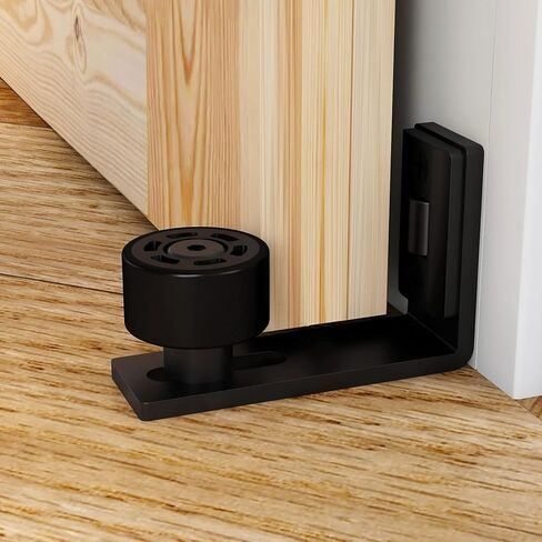 Sliding Barn Door Floor Guide Wall Mount Hardware Adjustable Stay Rollers, Smooth Wheels Flush Bottom Countersunk Holes Black 2 Pack in Kuwait