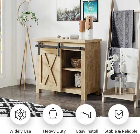 EaseLife 2.5 FT Cabinet Mini Sliding Barn Door Hardware Track Kit,Easy Install,Slide Smoothly Quietly,Apply for Storage Window TV Stand and Other Shielding (No Cabinet) in Kuwait