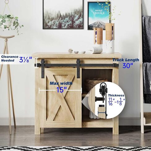 EaseLife 2.5 FT Cabinet Mini Sliding Barn Door Hardware Track Kit,Easy Install,Slide Smoothly Quietly,Apply for Storage Window TV Stand and Other Shielding (No Cabinet) in Kuwait
