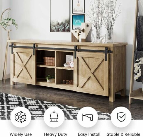 EaseLife 2.5 FT Cabinet Mini Sliding Barn Door Hardware Track Kit,Easy Install,Slide Smoothly Quietly,Apply for Storage Window TV Stand and Other Shielding (No Cabinet) in Saudi Arabia