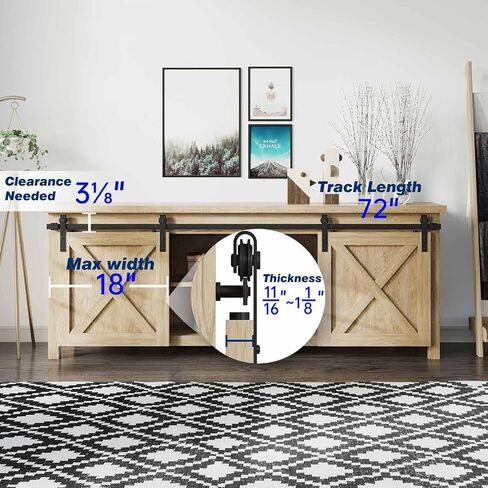 EaseLife 2.5 FT Cabinet Mini Sliding Barn Door Hardware Track Kit,Easy Install,Slide Smoothly Quietly,Apply for Storage Window TV Stand and Other Shielding (No Cabinet) in Saudi Arabia