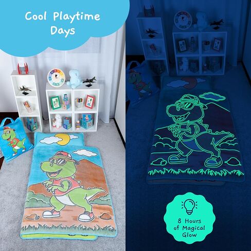 سجادة قيلولة للأطفال الصغار الأولاد - سجادات قيلولة ديناصور لمرحلة ما قبل المدرسة - سجادة قيلولة للأطفال الصغار مع وسادة - سجادة قيلولة للأولاد للرعاية النهارية - سجادات نوم للأطفال مع بطانية - حقيبة نوم ديناصور للأطفال من سن 3 إلى 8 سنوات in Kuwait