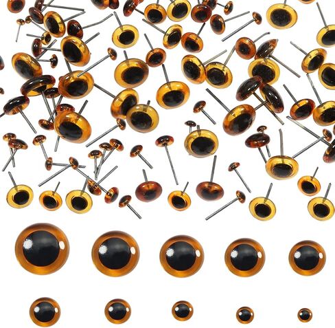 TOAOB 100pcs Black Glass Eyes Kits 3mm to 12mm Assorted Sizes for Crafts Needle Felting Bears Dolls Decoys Sewing in Kuwait