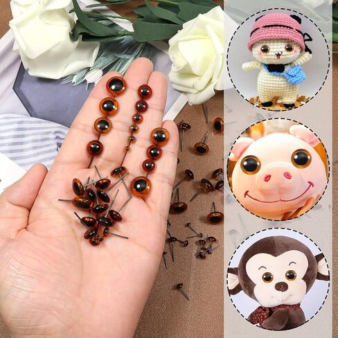 TOAOB 100pcs Black Glass Eyes Kits 3mm to 12mm Assorted Sizes for Crafts Needle Felting Bears Dolls Decoys Sewing in Kuwait