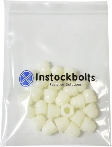 صواميل بغطاء نايلون M8، أبيض، 25 قطعة in Kuwait