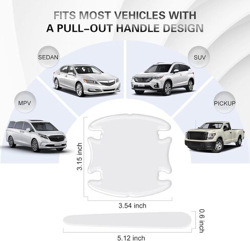 8 Pcs Car Door Handle Protector, Door Cup Protective Film, Anti-Scratches Sticker, Automotive Exterior Accessories, Universal for Most Car Handles (Transparent) in Kuwait