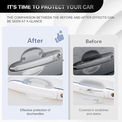 8 Pcs Car Door Handle Protector, Door Cup Protective Film, Anti-Scratches Sticker, Automotive Exterior Accessories, Universal for Most Car Handles (Transparent) in Kuwait