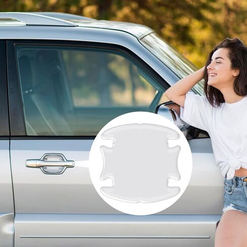 8 Pcs Car Door Handle Protector, Door Cup Protective Film, Anti-Scratches Sticker, Automotive Exterior Accessories, Universal for Most Car Handles (Transparent) in Kuwait