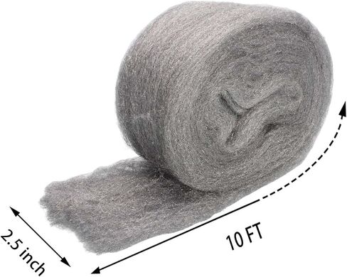 #000 Steel Wool Roll 2 Pack Steel Wool Fill Fabric Roll 10 Ft Coarse Wire Wool Hardware Hole Filler Gap Blocker to Clog up Holes Wall Cracks Siding Pipeline Vents in Garden, House, Garage in Saudi Arabia