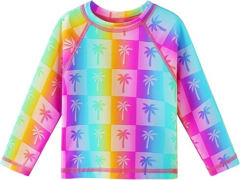 XFGIRLS Girls 2-Piece Swimsuit Long Sleeve Rash Guard Set Toddler 6M-8Y | UPF 50+ blocks 98% UV, Quick-dry, Easy on/off, Bright colors stand out, Machine wash, Breathable, Beach, swim, water park in Saudi Arabia