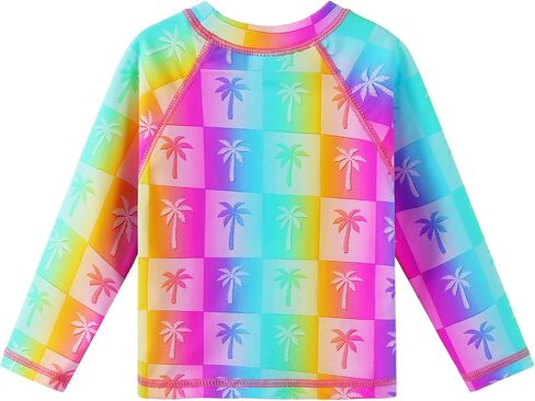 XFGIRLS Girls 2-Piece Swimsuit Long Sleeve Rash Guard Set Toddler 6M-8Y | UPF 50+ blocks 98% UV, Quick-dry, Easy on/off, Bright colors stand out, Machine wash, Breathable, Beach, swim, water park in Saudi Arabia