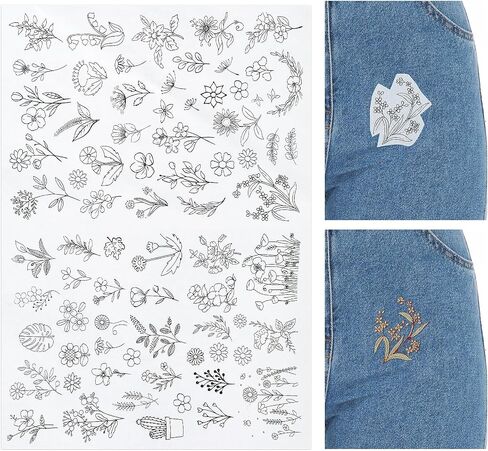 72pcs Water Soluble Embroidery Patterns, Stick and Stitch Embroidery Paper, with Flower and Plant Patterns Water Soluble Stabilizer for Embroidery, Gift for Hand Sewing Lover in Saudi Arabia