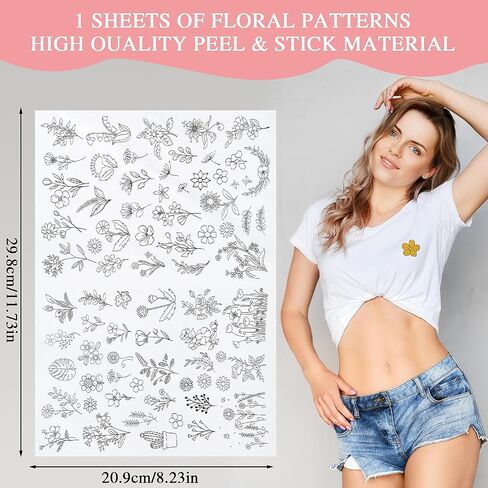 72pcs Water Soluble Embroidery Patterns, Stick and Stitch Embroidery Paper, with Flower and Plant Patterns Water Soluble Stabilizer for Embroidery, Gift for Hand Sewing Lover in Saudi Arabia