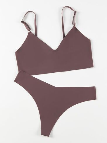 Women's 2 Pack Seamless No Show Bralette and Panty Set Matching Lingerie Set in Kuwait