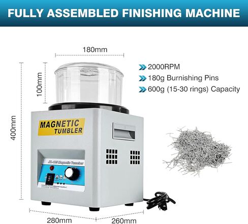 ملمع مجوهرات بهلوان مغناطيسي من IRONWALLS، سعة تنظيف 2000 دورة في الدقيقة 600 جرام، لمسة نهائية تلميع مغناطيسية مع أسطوانة تلميع 7.1 بوصة/180 مم ودبابيس تلميع 180 جرام للمجوهرات، والأجزاء المعدنية، والبلاستيك الصلب in Kuwait