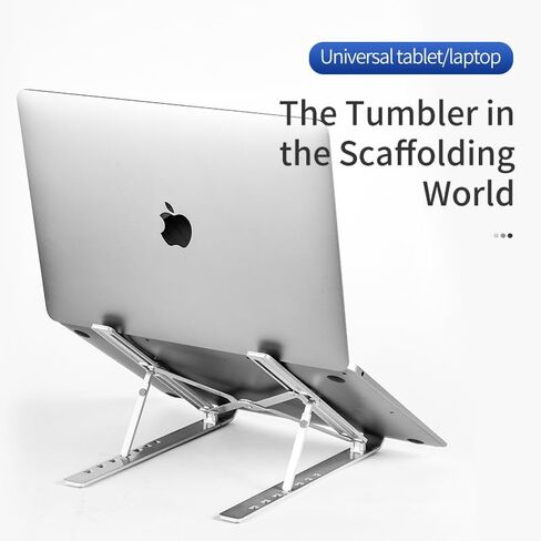 حامل كمبيوتر محمول، حامل كمبيوتر محمول، حامل كمبيوتر محمول قابل للتعديل من الألومنيوم قابل للطي (فضي) in Kuwait