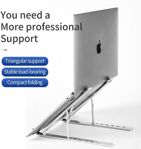 Laptop Stand, 7 Angles Adjustable Aluminum Ergonomic Foldable Portable Desktop Holder, Laptop Holder Riser Computer Tablet Stand, Compatible with MacBook,iPad, HP, Dell, Lenovo 10-15.6",Easy to Store in Saudi Arabia
