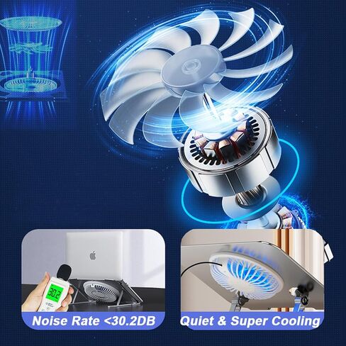 Laptop Stand Fan with 360 Rotating Base, Adjustable Height Up to 10", Ergonomic Aluminum Laptop Riser Holder Computer Stand for Laptop 10 14 15 17 Inches/All MacBook Air in Saudi Arabia