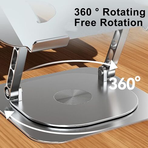 Laptop Stand Fan with 360 Rotating Base, Adjustable Height Up to 10", Ergonomic Aluminum Laptop Riser Holder Computer Stand for Laptop 10 14 15 17 Inches/All MacBook Air in Saudi Arabia