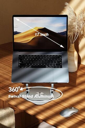 Laptop Stand Fan with 360 Rotating Base, Adjustable Height Up to 10", Ergonomic Aluminum Laptop Riser Holder Computer Stand for Laptop 10 14 15 17 Inches/All MacBook Air in Saudi Arabia
