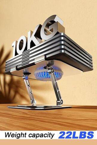 Laptop Stand Fan with 360 Rotating Base, Adjustable Height Up to 10", Ergonomic Aluminum Laptop Riser Holder Computer Stand for Laptop 10 14 15 17 Inches/All MacBook Air in Saudi Arabia