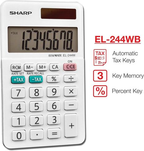 شارب EL-244WB آلة حاسبة للأعمال، أبيض 2.125، 2.38 × 4.06 × 0.31 بوصة in Saudi Arabia