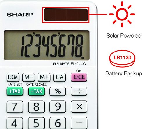 شارب EL-244WB آلة حاسبة للأعمال، أبيض 2.125، 2.38 × 4.06 × 0.31 بوصة in Saudi Arabia
