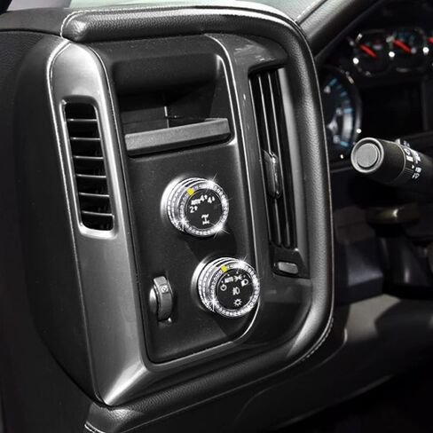 غطاء مقبض راديو بلينغ تيار متردد متوافق مع شيفروليه تشيفي سوبربان تاهو جي إم سي أكاديا يوكون تيرين داش التحكم التلقائي في مستوى الصوت إشارة الانعطاف 4WD مقبض مفتاح الإضاءة زر غطاء حلقة 7 قطع in Kuwait