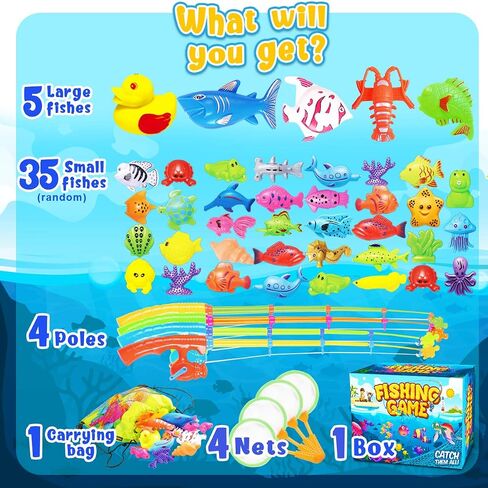 Goody King Magnetic Fishing Game Pool Toys for Kids - Bath Outdoor Indoor Carnival Party Water Table Fish Toys for Kids Age 3 4 5 6 Years Old 2 Players Gift (Large) in Kuwait