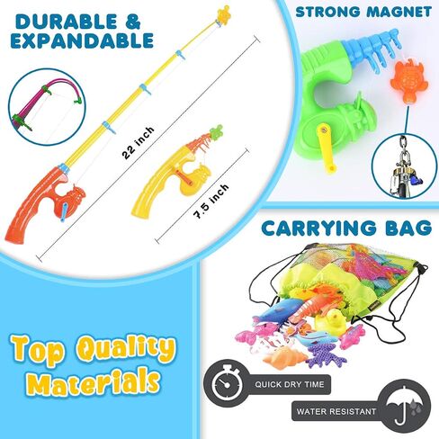 Goody King Magnetic Fishing Game Pool Toys for Kids - Bath Outdoor Indoor Carnival Party Water Table Fish Toys for Kids Age 3 4 5 6 Years Old 2 Players Gift (Large) in Kuwait