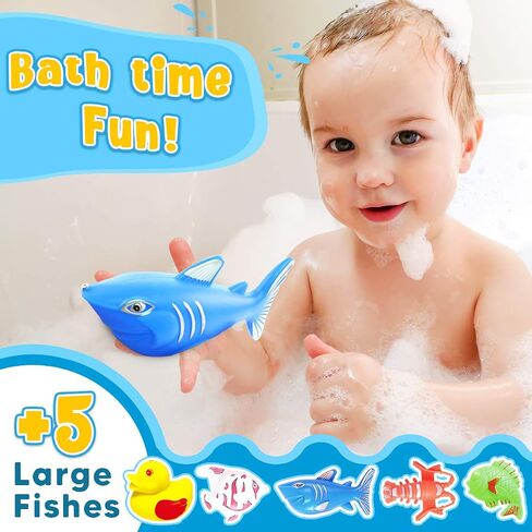 Goody King Magnetic Fishing Game Pool Toys for Kids - Bath Outdoor Indoor Carnival Party Water Table Fish Toys for Kids Age 3 4 5 6 Years Old 2 Players Gift (Large) in Kuwait
