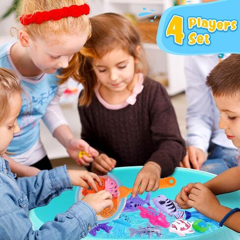 Goody King Magnetic Fishing Game Pool Toys for Kids - Bath Outdoor Indoor Carnival Party Water Table Fish Toys for Kids Age 3 4 5 6 Years Old 2 Players Gift (Large) in Kuwait