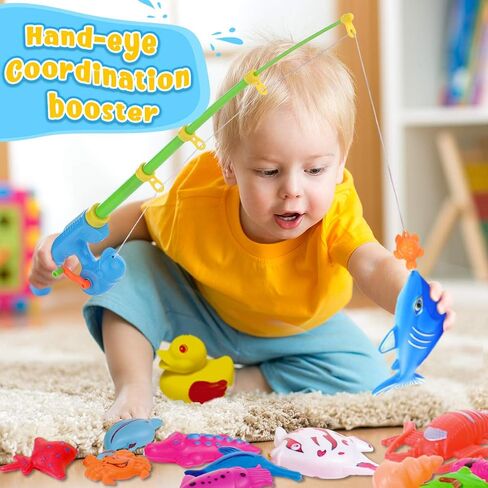 Goody King Magnetic Fishing Game Pool Toys for Kids - Bath Outdoor Indoor Carnival Party Water Table Fish Toys for Kids Age 3 4 5 6 Years Old 2 Players Gift (Large) in Kuwait