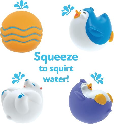 Bundle of Nuby Floating Octopus Toy with 3 Hoopla Rings - BPA Free Baby Bath Toy for Boys and Girls + Nuby Bubbly Buds Bath Toys, BPA Free in Saudi Arabia