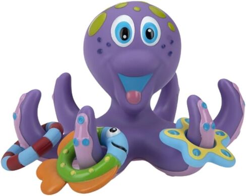 Bundle of Nuby Floating Octopus Toy with 3 Hoopla Rings - BPA Free Baby Bath Toy for Boys and Girls + Nuby Bubbly Buds Bath Toys, BPA Free in Saudi Arabia