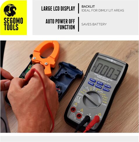 Segomo Tools 500 Volt Multimeter - Amp & Diode Voltage, Resistance & Continuity Digital Multimeter - Voltage Tester AC & DC - Continuity Tester & Voltage Meter - Multimetro - DM500 in Saudi Arabia