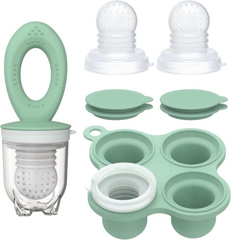 KingKam Breastmilk Popsicle Molds & Baby Food Feeders Set, Baby Fruit Feeder for Teething & Self-Feeding, Baby Food Breast Milk Storage Containers Freezer Tray (Blue) in Saudi Arabia