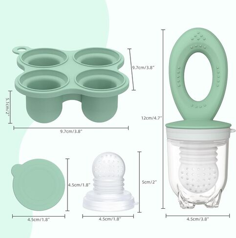 KingKam Breastmilk Popsicle Molds & Baby Food Feeders Set, Baby Fruit Feeder for Teething & Self-Feeding, Baby Food Breast Milk Storage Containers Freezer Tray (Blue) in Saudi Arabia
