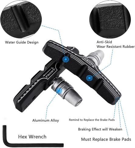 8 قطع من وسادات فرامل الدراجة الفاخرة، وسادات فرامل احترافية للدراجات الجبلية على شكل حرف V، مجموعة مكعبات فرامل الدراجة، تأتي مع مفتاح ربط سداسي قطعة واحدة (4 أزواج) in Kuwait