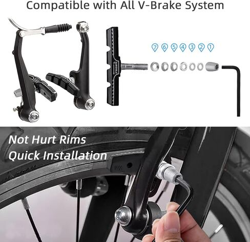 8 قطع من وسادات فرامل الدراجة الفاخرة، وسادات فرامل احترافية للدراجات الجبلية على شكل حرف V، مجموعة مكعبات فرامل الدراجة، تأتي مع مفتاح ربط سداسي قطعة واحدة (4 أزواج) in Kuwait