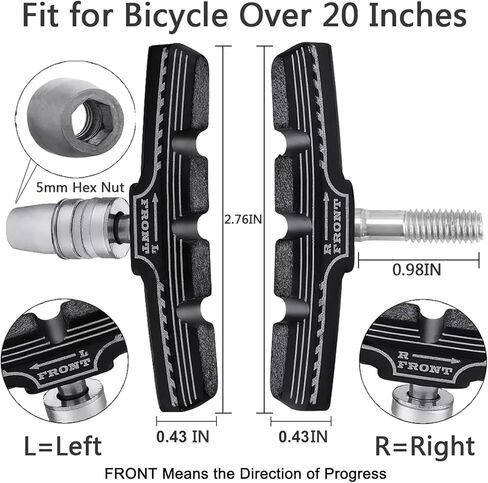 8 قطع من وسادات فرامل الدراجة الفاخرة، وسادات فرامل احترافية للدراجات الجبلية على شكل حرف V، مجموعة مكعبات فرامل الدراجة، تأتي مع مفتاح ربط سداسي قطعة واحدة (4 أزواج) in Kuwait