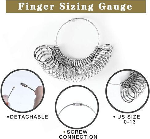 7 قطع أداة قياس مقاس الخاتم للرجال والنساء، جهاز قياس حلقة الإصبع المعدنية ومقاسات الخاتم لمجموعة صنع الخواتم، مغزل الخاتم، كيفية قياس أداة حجم الخاتم، قل وداعًا للخواتم السائبة. in Kuwait