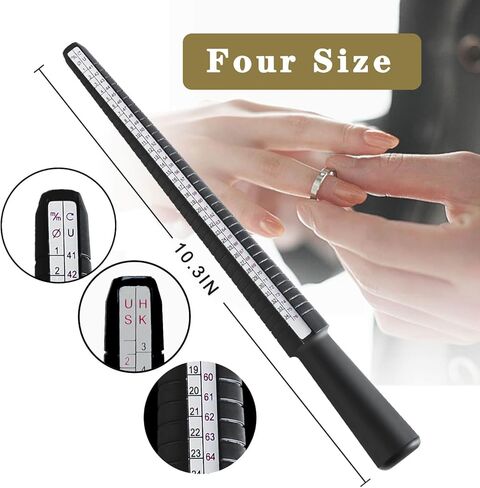 7 قطع أداة قياس مقاس الخاتم للرجال والنساء، جهاز قياس حلقة الإصبع المعدنية ومقاسات الخاتم لمجموعة صنع الخواتم، مغزل الخاتم، كيفية قياس أداة حجم الخاتم، قل وداعًا للخواتم السائبة. in Kuwait