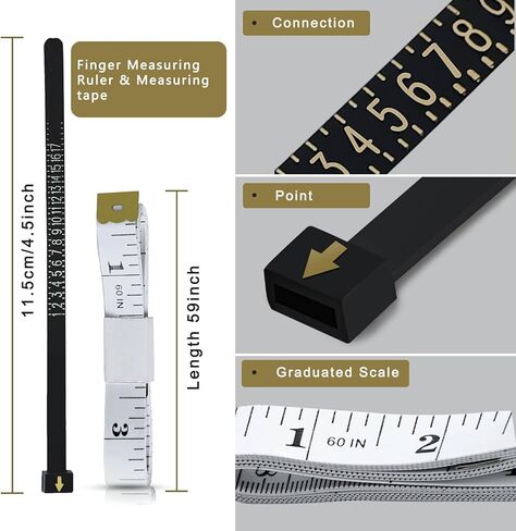 7 قطع أداة قياس مقاس الخاتم للرجال والنساء، جهاز قياس حلقة الإصبع المعدنية ومقاسات الخاتم لمجموعة صنع الخواتم، مغزل الخاتم، كيفية قياس أداة حجم الخاتم، قل وداعًا للخواتم السائبة. in Kuwait